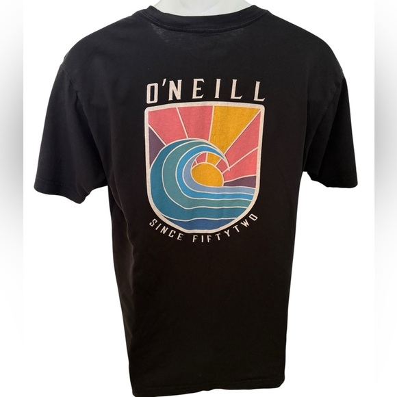 O’Neill Since ‘52 Surf Wave Sunrise Black Tee Shirt Modern Fit Men L Large - Picture 1 of 6